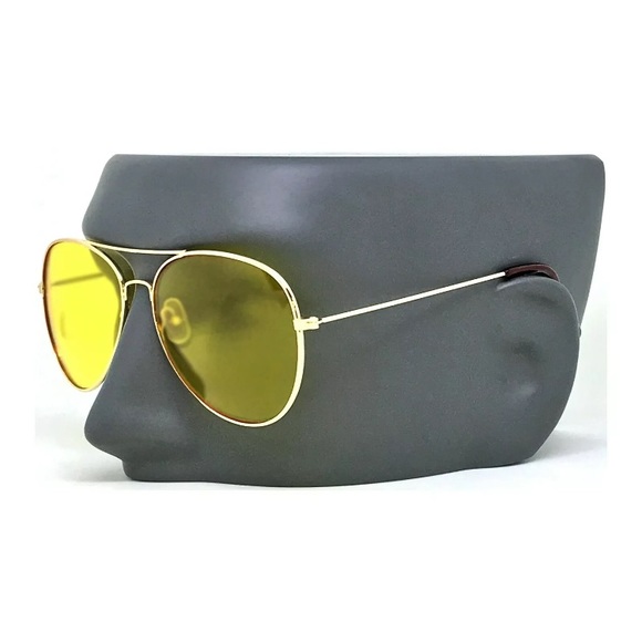 CLASSIC VINTAGE RETRO Gold Wire Frame Yellow Lens - Picture 2 of 4